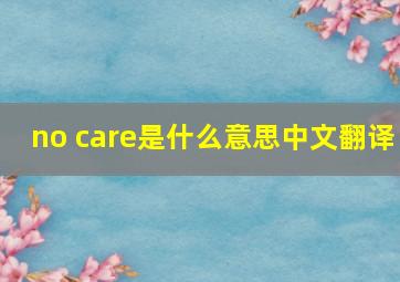 no care是什么意思中文翻译